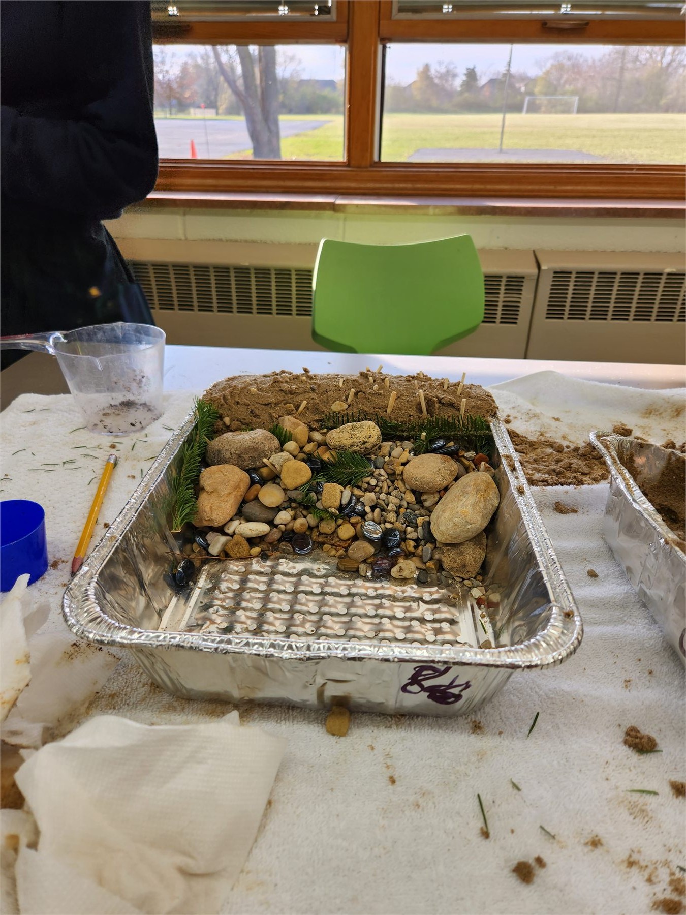 Completed erosion prevention model made with natural materials