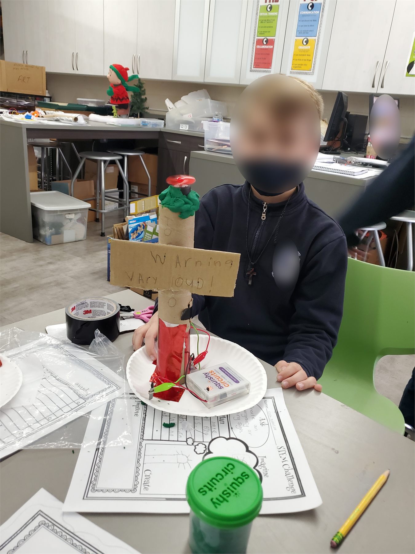 Student presenting a squishy circuits project